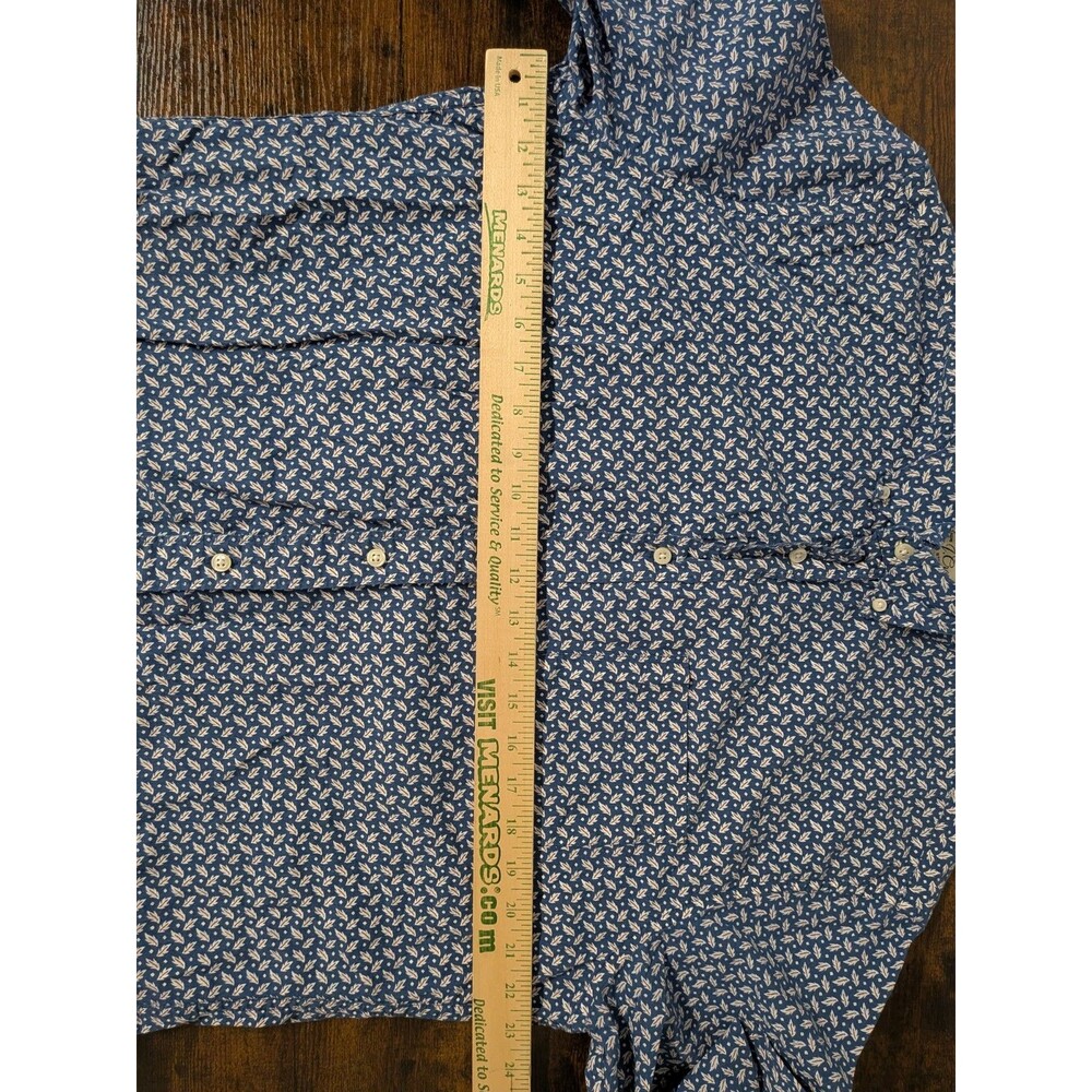 J. Crew Secret Wash Shirting‎ Shirt Floral Leaf Pattern Large Blue Mens Preppy - Picture 5 of 10